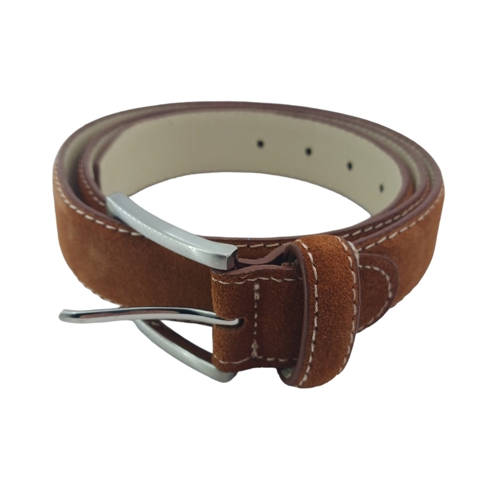Size L Christian Lacroix Leather Mens Belt Brown Casual Western Suede